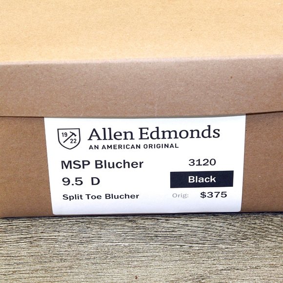 Allen Edmonds MSP Blucher 9.5 D Black * new Flannel Bags (add $15 Cedar Trees)